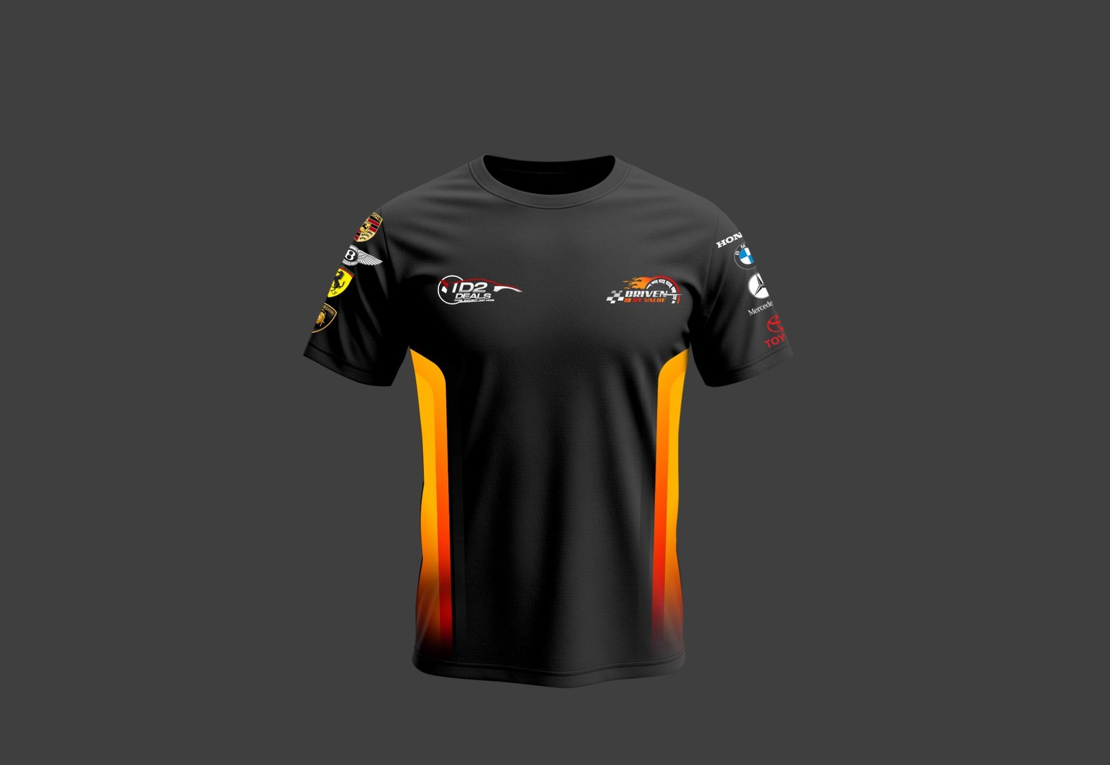 D2Deals Racing Tee — orange stripe